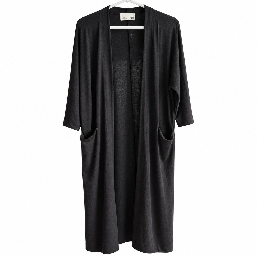 Wilfred Free Aritzia Cardigan Women Small Black Excellent Open Front Pockets S